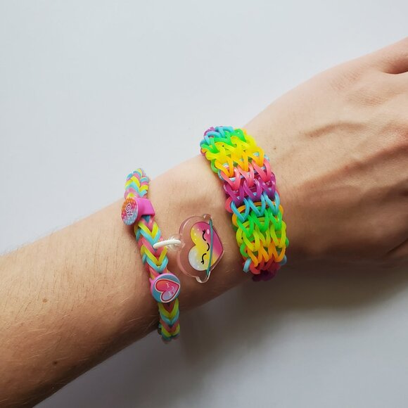 Handmade Festive Neon Rainbow Loom bracelets - Picture 4 of 5